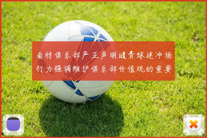 南特俱乐部严正声明谴责球迷冲场行为强调维护俱乐部价值观的重要性